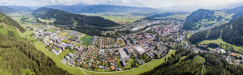 Deurstickers Drone view on Judenburg, Austria © Michael Bogner