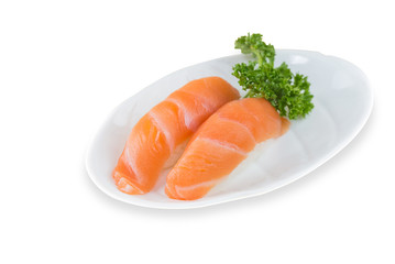 Salmon sushi on a White background