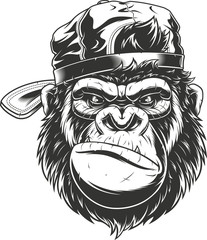Fototapeta premium Głowa małpy w czapce z daszkiem