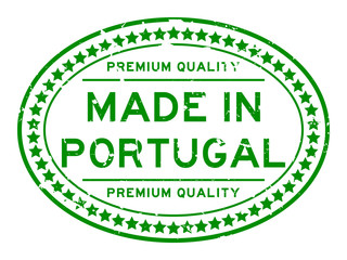 Grunge green  premium quality made in Portugal oval rubber seal stamp on white background
