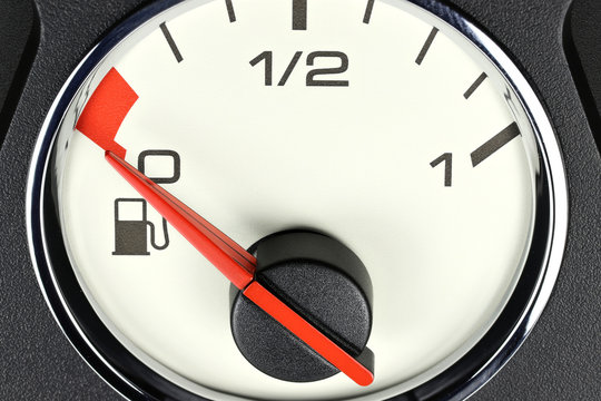 fuel gauge in car dashboard - empty