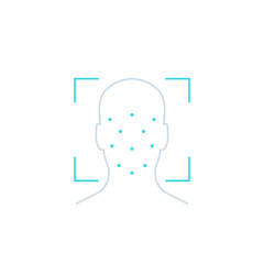 Face recognition, biometric identification, facial scan line icon