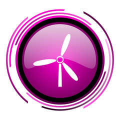 Windmill pink glossy web icon isolated on white background