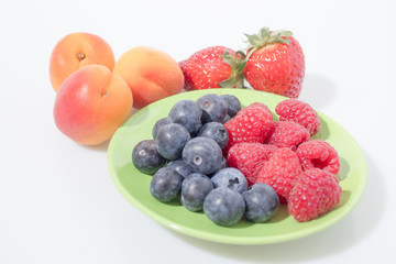 Fruit composition, blueberries, raspberries, cherries, strawberries and apricot