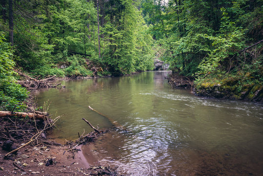 Hornad River seen from a marked trail in famous national park called Slovak Paradise, Slovakia
