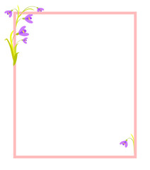 Violet Flowers in Corners of Empty Frame Vector