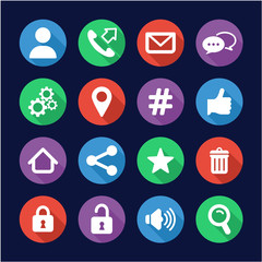 Contact Menu Icons Flat Design Circle