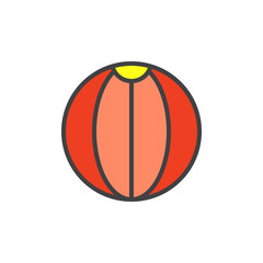 Beach ball filled outline icon, line vector sign, linear colorful pictogram isolated on white. Striped ball symbol, logo illustration. Pixel perfect vector graphics