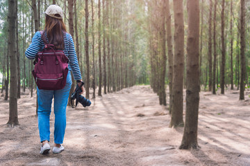 Female woman lifestyle use camera photographer travel taking shooting photo