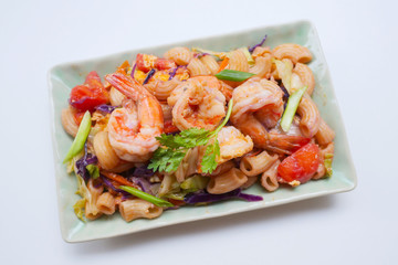 homemade Stir fried macaroni with prawn
