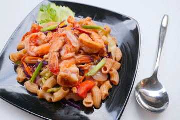 homemade Stir fried macaroni with prawn

