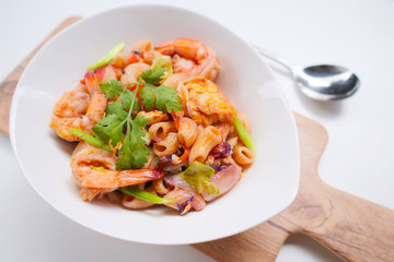 homemade Stir fried macaroni with prawn
