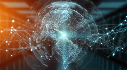 Connections system global world view 3D rendering