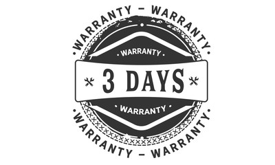3 days warranty icon vintage rubber stamp guarantee