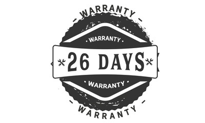 26 days warranty icon vintage rubber stamp guarantee
