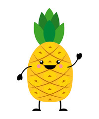 Pineapple vector illustration in flat style  isolated on white b