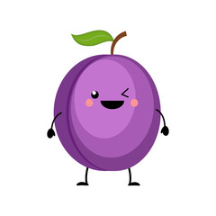 Plum  vector illustration in flat style  isolated on white backg