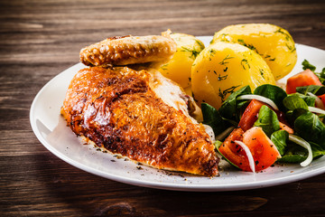 Roast chicken fillet and vegetables