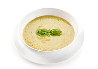 Vegetable soup on white background