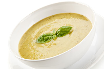 Vegetable soup on white background