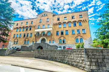Pazin college Istria landmarks. / Scenic view at old historical architecture in Pazin city, Istria...