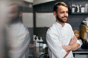 Happy Cook In Restaurant Kitchen