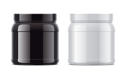 Blank glossy bottles for protein. 