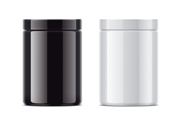 Blank glossy bottles for protein. 