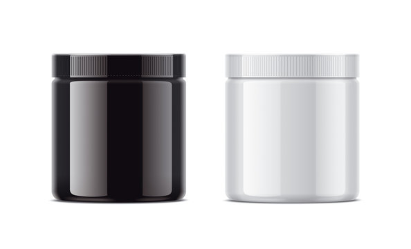 Blank glossy bottles for protein. 