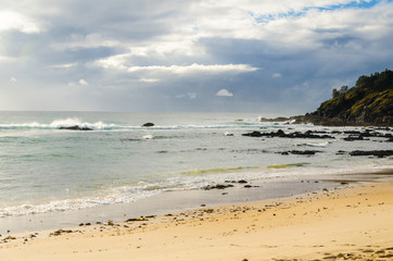 People friends family enjoying sunrise on warm sunny blue sky on sandy beach for honeymoon holiday vacation for couple calm peaceful