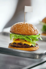 Burger. Close Up Of Tasty Hamburger