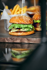 Burger. Close Up Of Tasty Hamburger
