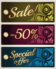 Advertising ornate color tags