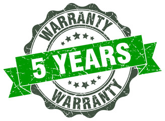 5 years warranty stamp. sign. seal