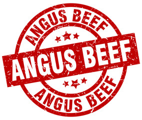 angus beef round red grunge stamp