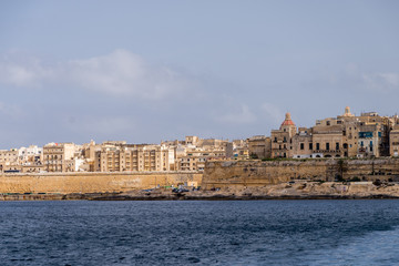 Fototapeta na wymiar Valletta, Malta, skyline od capitol city with blue cloudy sky as background