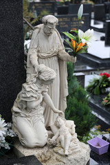Holy Family, headstone on Mirogoj cemetery in Zagreb, Croatia 
