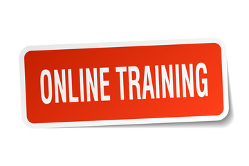 online training square sticker on white