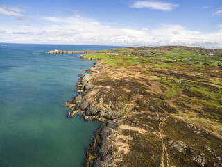 Aerial view of Amlwch Harbour on Anglesey, North Wales, UK