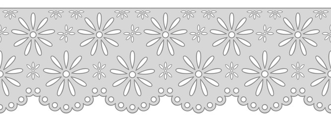 Decorative ornament for border of fabric. Stylized texture of embroidery, imitation satin stitch. Vector pattern for printing on fabric, clothes, hem of dress, cuff, collar. 
