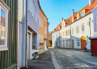 Bakklandet , old neighbourhood in Trondheim, with small wooden houses and narrow streets. it is among the major tourist attractions in the city.