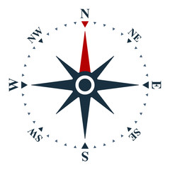 Wind rose icon, compass and navigation symbol