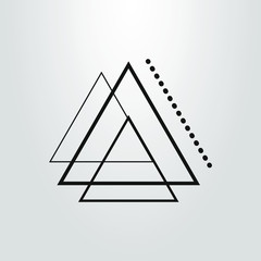 black and white simple vector line art symbol of abstract geometric triangles and dots