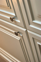 Close-up of the door handles of the wardrobe