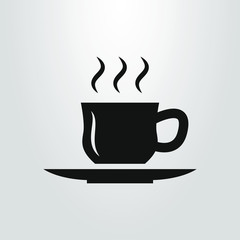 black and white simple vector symbol of cup of hot drink