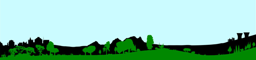 Green Wooded Foreground With A Blue Sky
