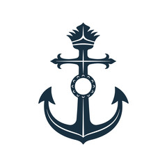 Royal anchor with label, nautical symbol - obrazy, fototapety, plakaty