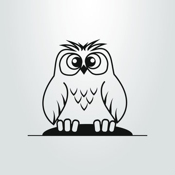 black and white simple flat art cartoon owl symbol