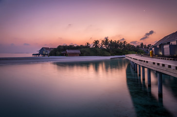 Purple sky at sunrise in Maldives