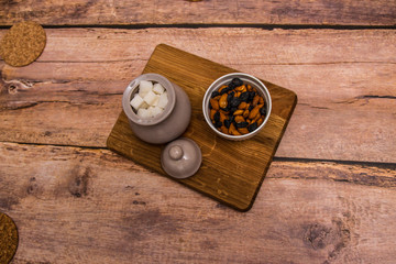 Tea on wooden table